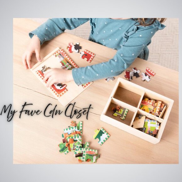 NEW & Sealed**Melissa & Doug FARM 4 pack wooden puzzles (12 pc ea) - Picture 8 of 9